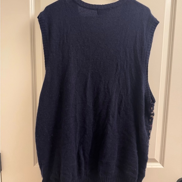 Eddie Bauer Navy Fair Isle Lambs Wool V-Neck Sweater Vest XXL - Picture 3 of 3